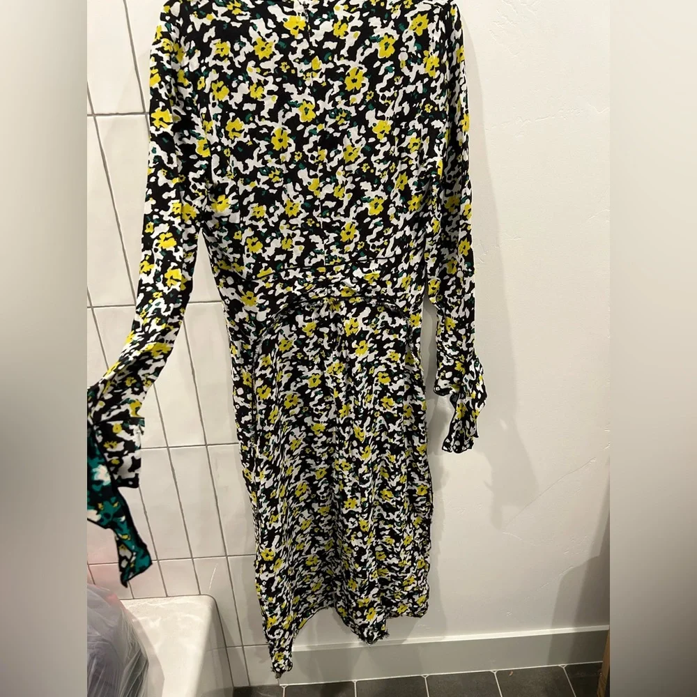 PROENZA SCHOULER Women's Wildflower-Print Georgette Midi Dress Size 4 in Black - Picture 7 of 15